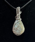 Blue Brecciated Jasper stainless steel wire-wrapped pendant
