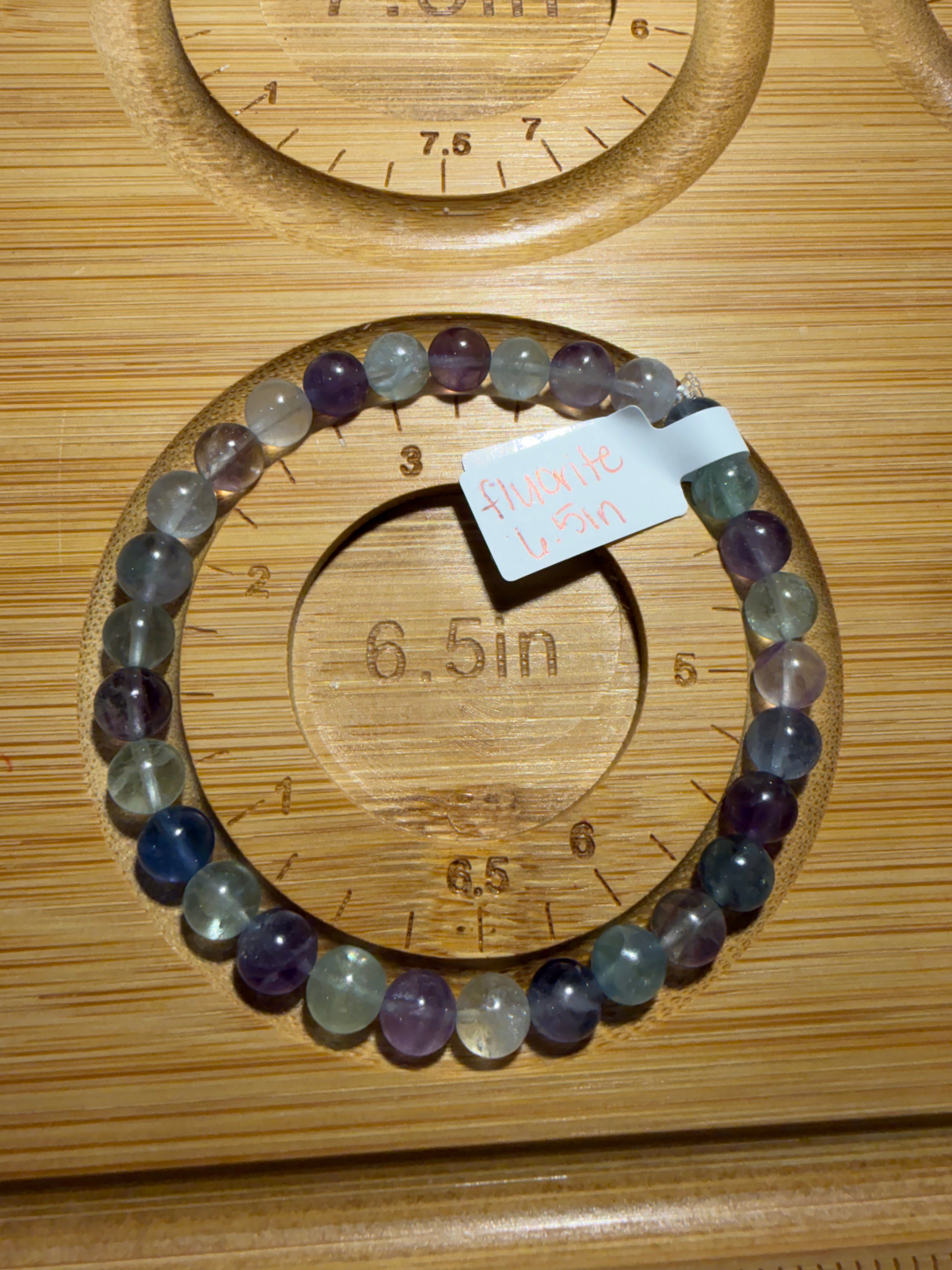 Fluorite 6.5 inch stretchy bracelet