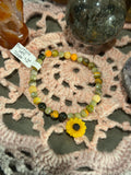 Bumblebee Jasper 6.75-inch stretchy bracelet with sunflower charm