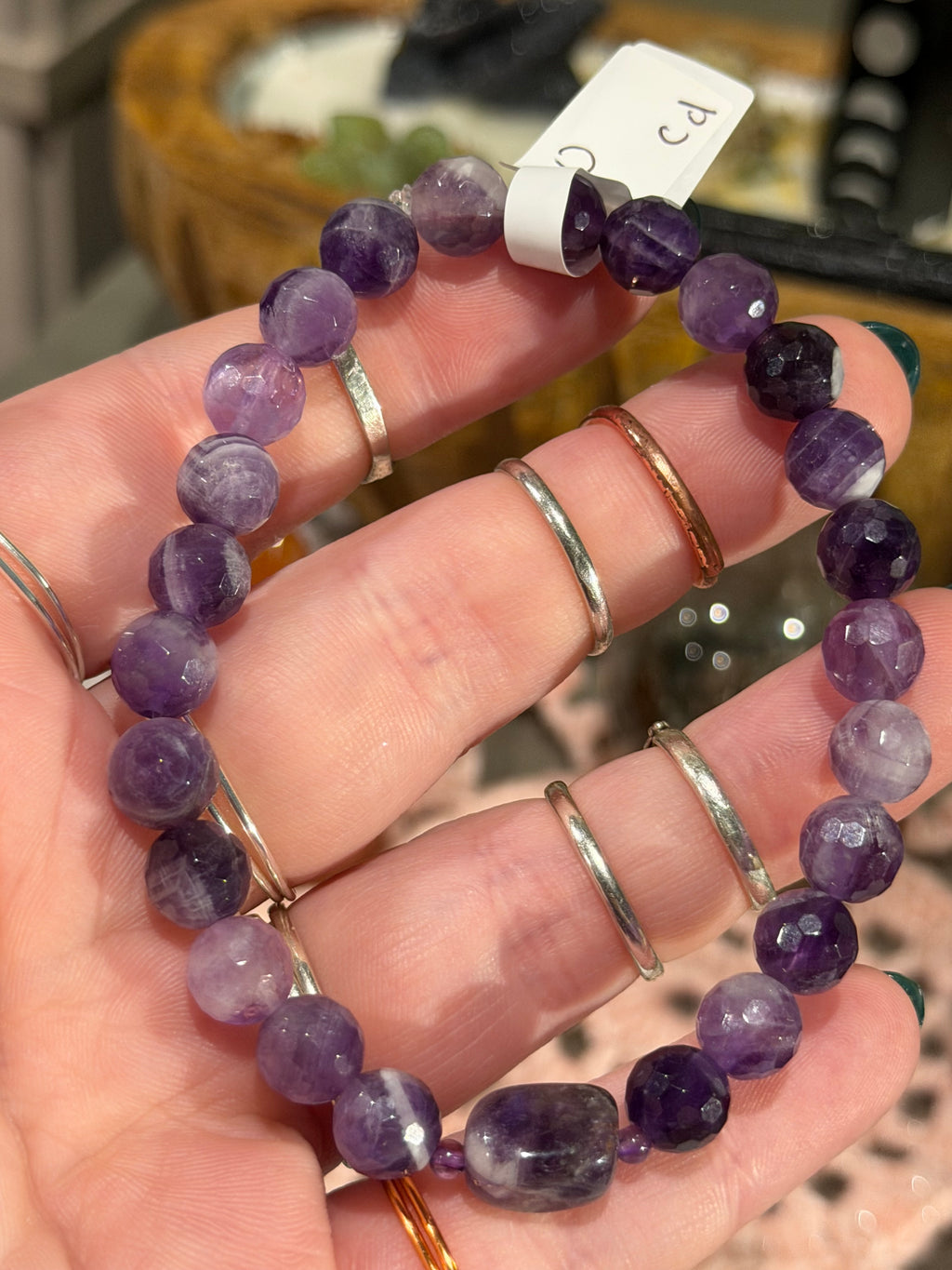 faceted Amethyst 7.5-inch stretchy bracelet