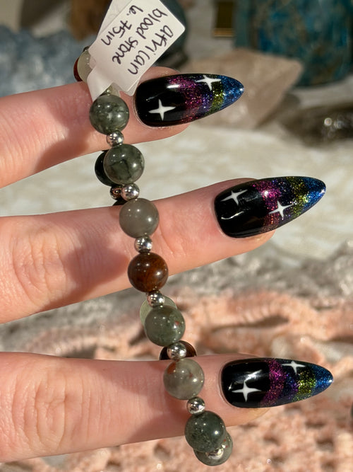 African Bloodstone 6.75 inch stretchy bracelet