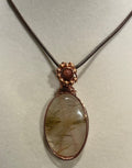 Gold Rutilated Quartz & Sandstone copper wire-wrapped pendant