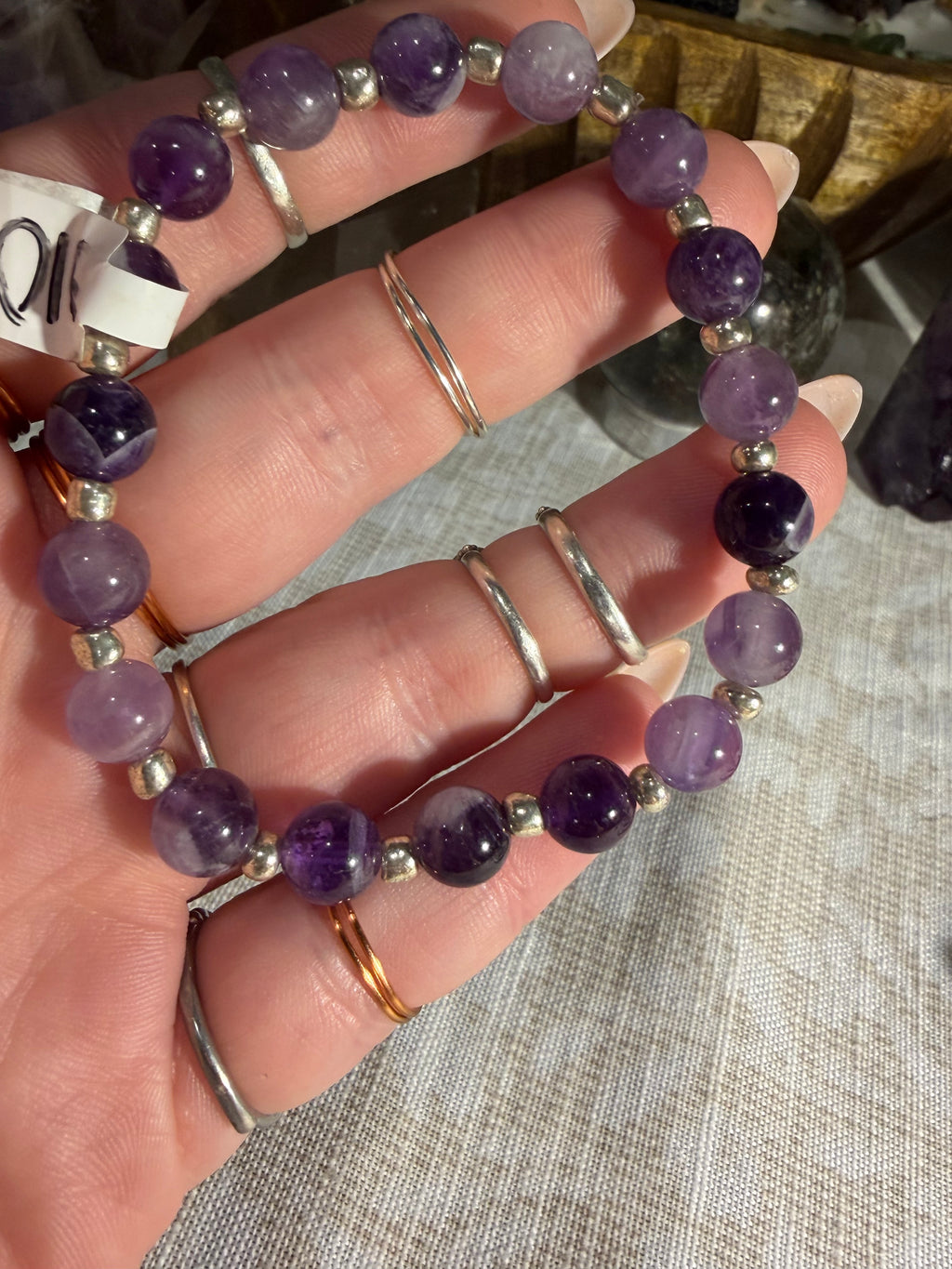 Amethyst 7 inch stretchy bracelet