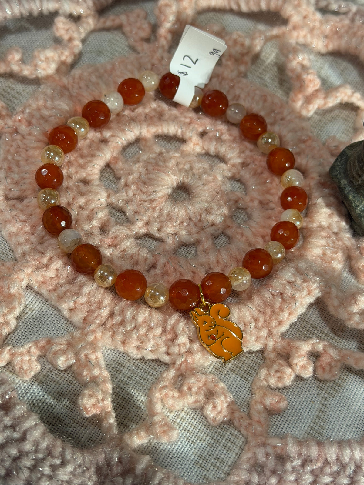 Carnelian 7.5 inch squirrel stretchy bracelet
