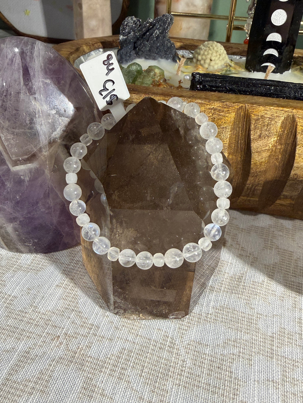 Rainbow Moonstone 6 inch stretchy bracelet