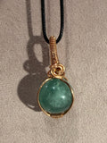Fluorite mini sphere copper wire-wrapped pendant