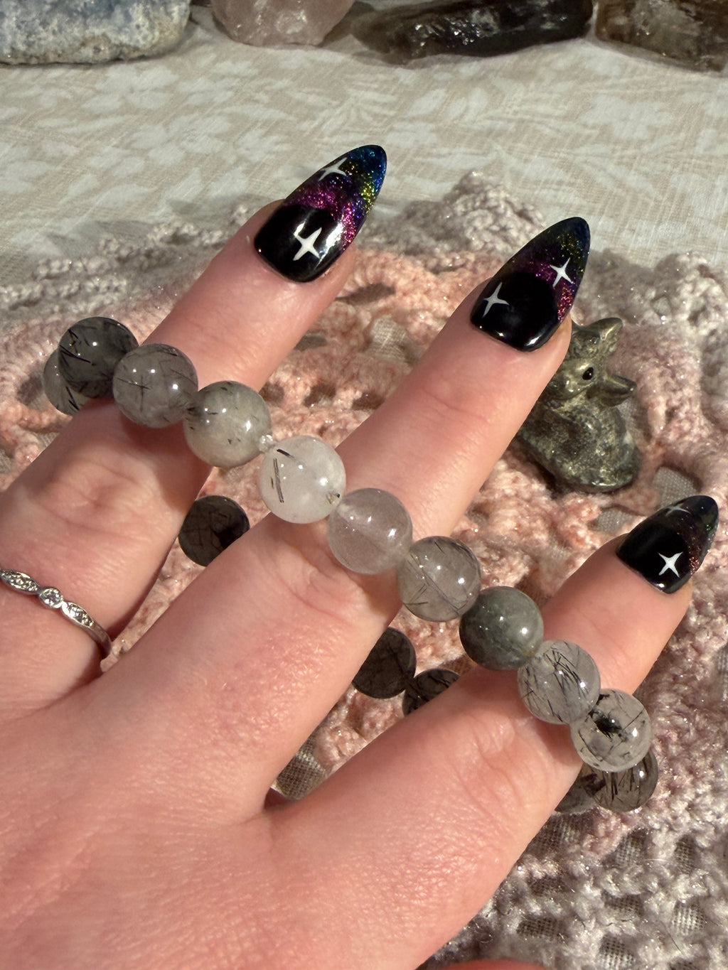Rutilated Quartz 7 inch stretchy bracelet