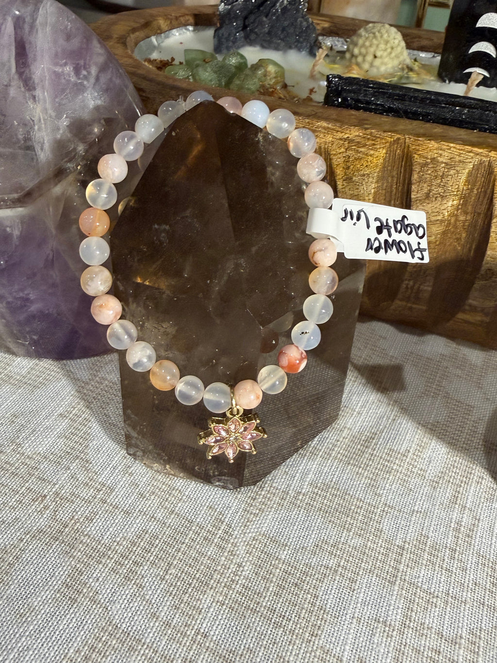 Flower Agate 6 inch stretchy bracelet