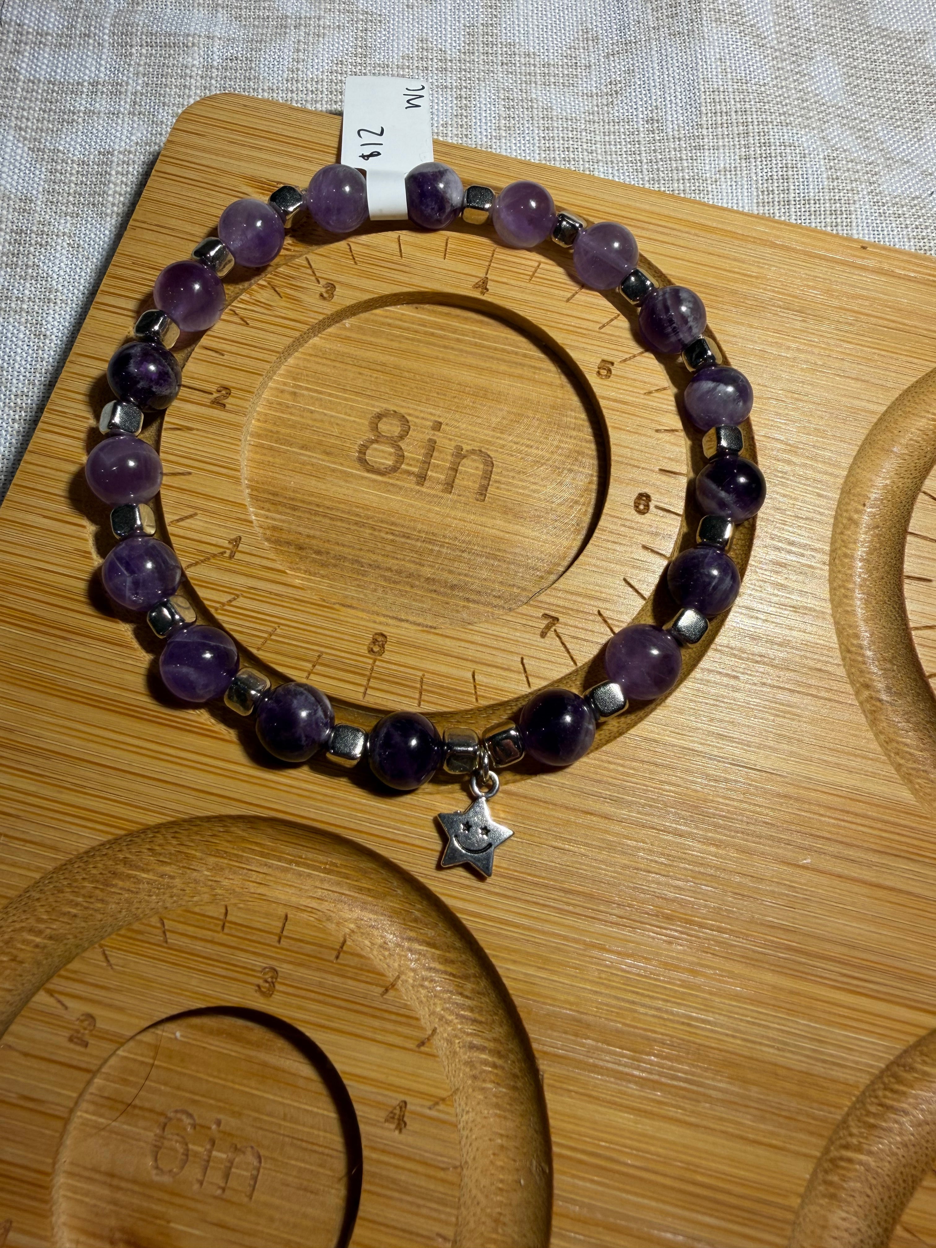Amethyst 8 inch stretchy bracelet