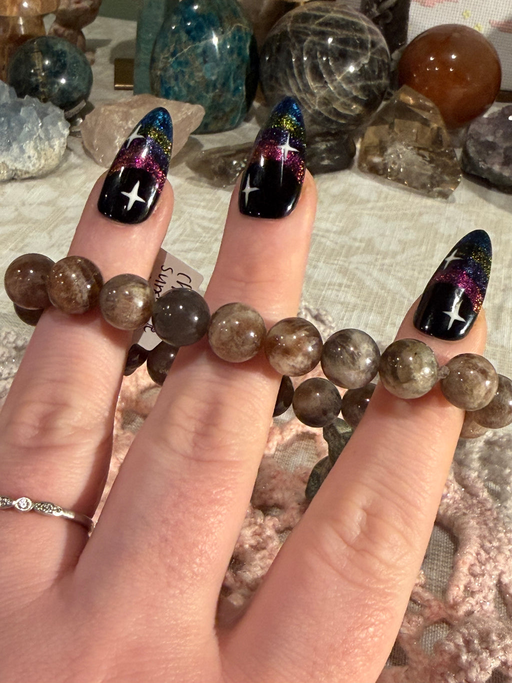 Chocolate Sunstone 6.75 inch stretchy bracelet