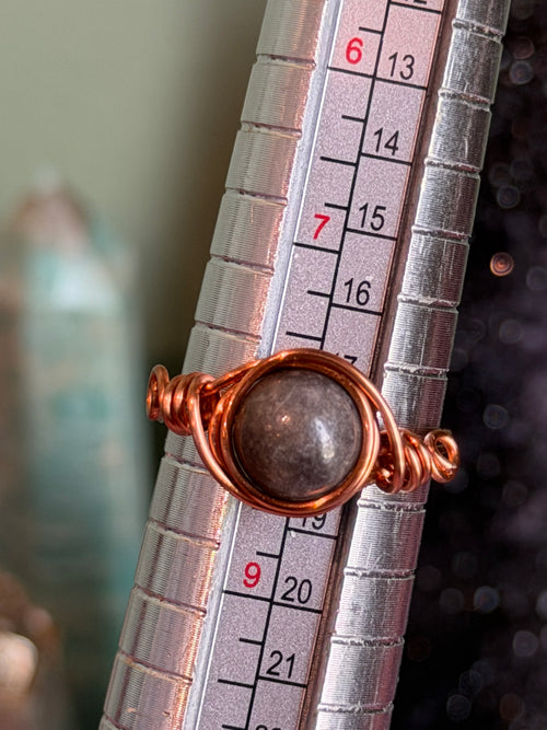 Amazonite size 8 copper wire-wrapped ring