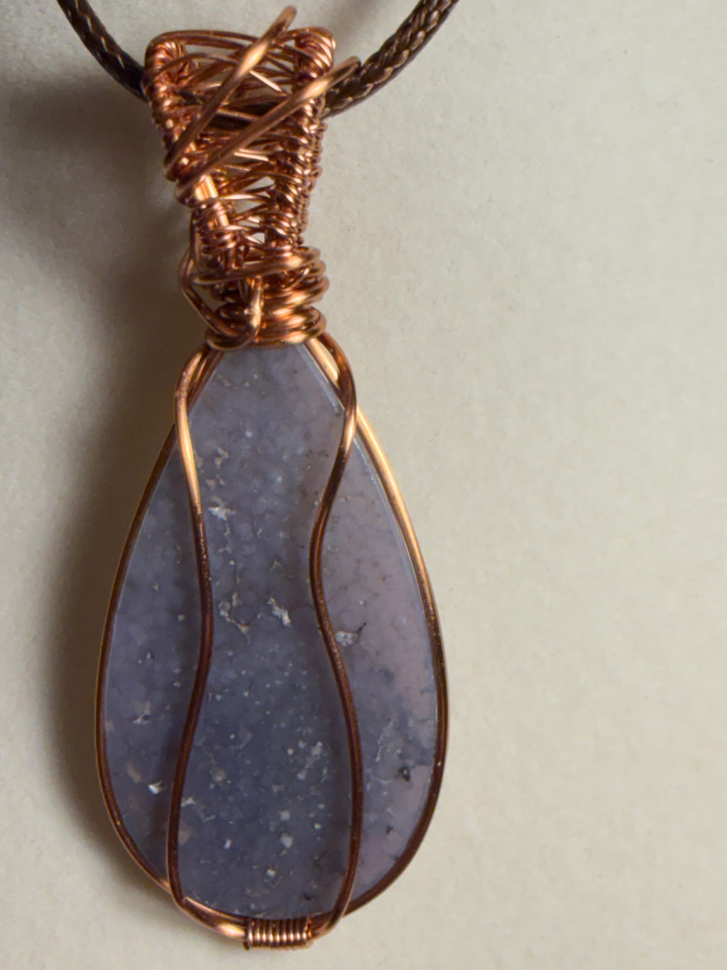 Grape Agate copper wire-wrapped pendant