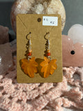 Orange leaf dangle earrings