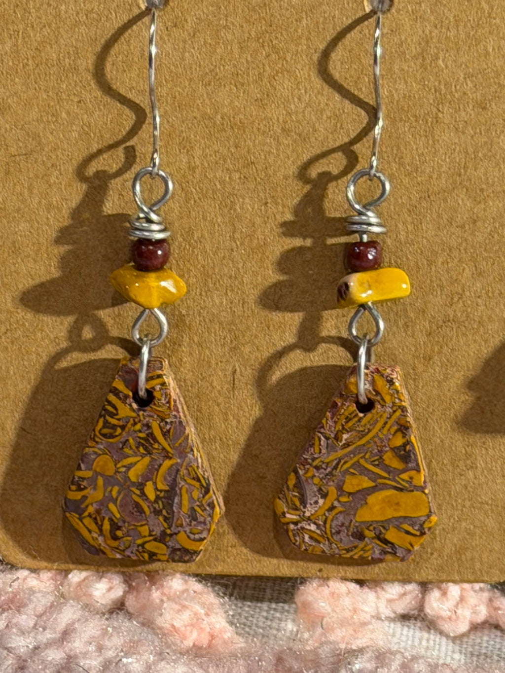Calligraphy stone & Mookaite Jasper dangle earrings