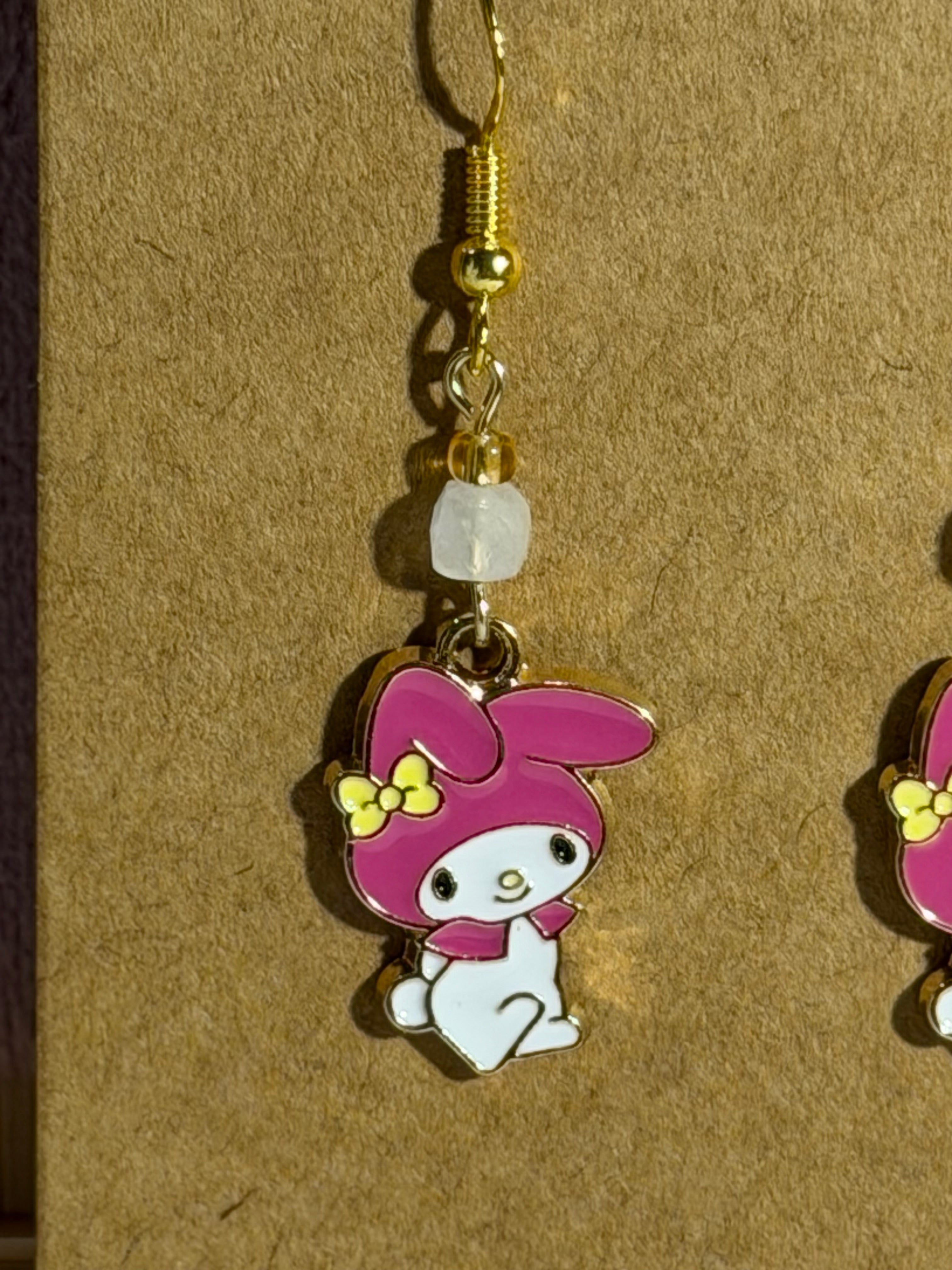 Moonstone bunny character earrings