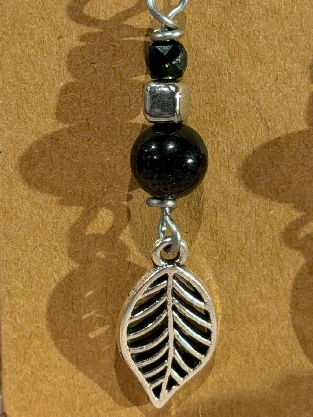 Green Sandstone leaf dangly earrings