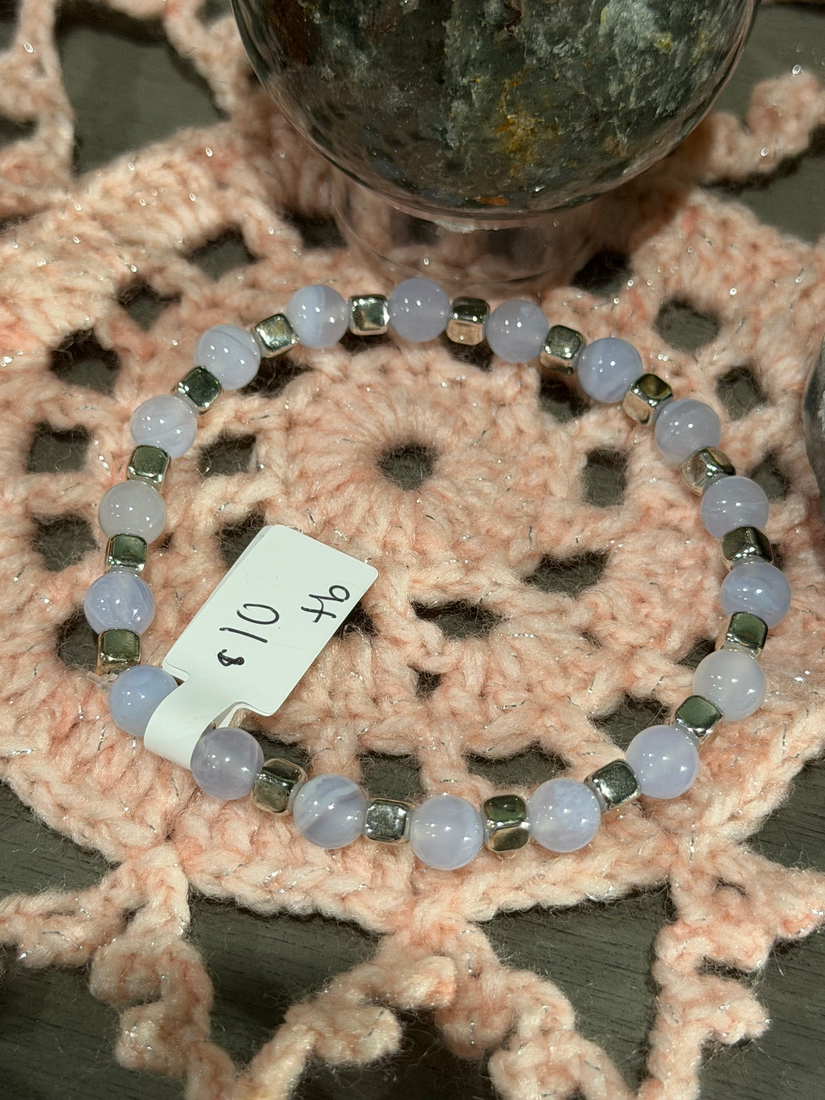 Blue Lace Agate 6.5-inch stretchy bracelet