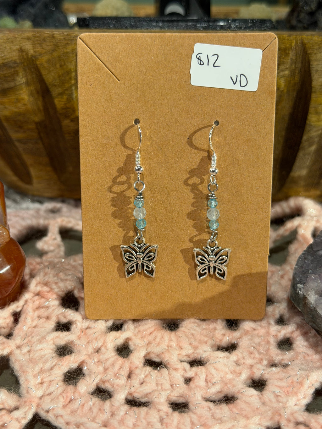 Blue Topaz & Aquamarine butterfly earrings