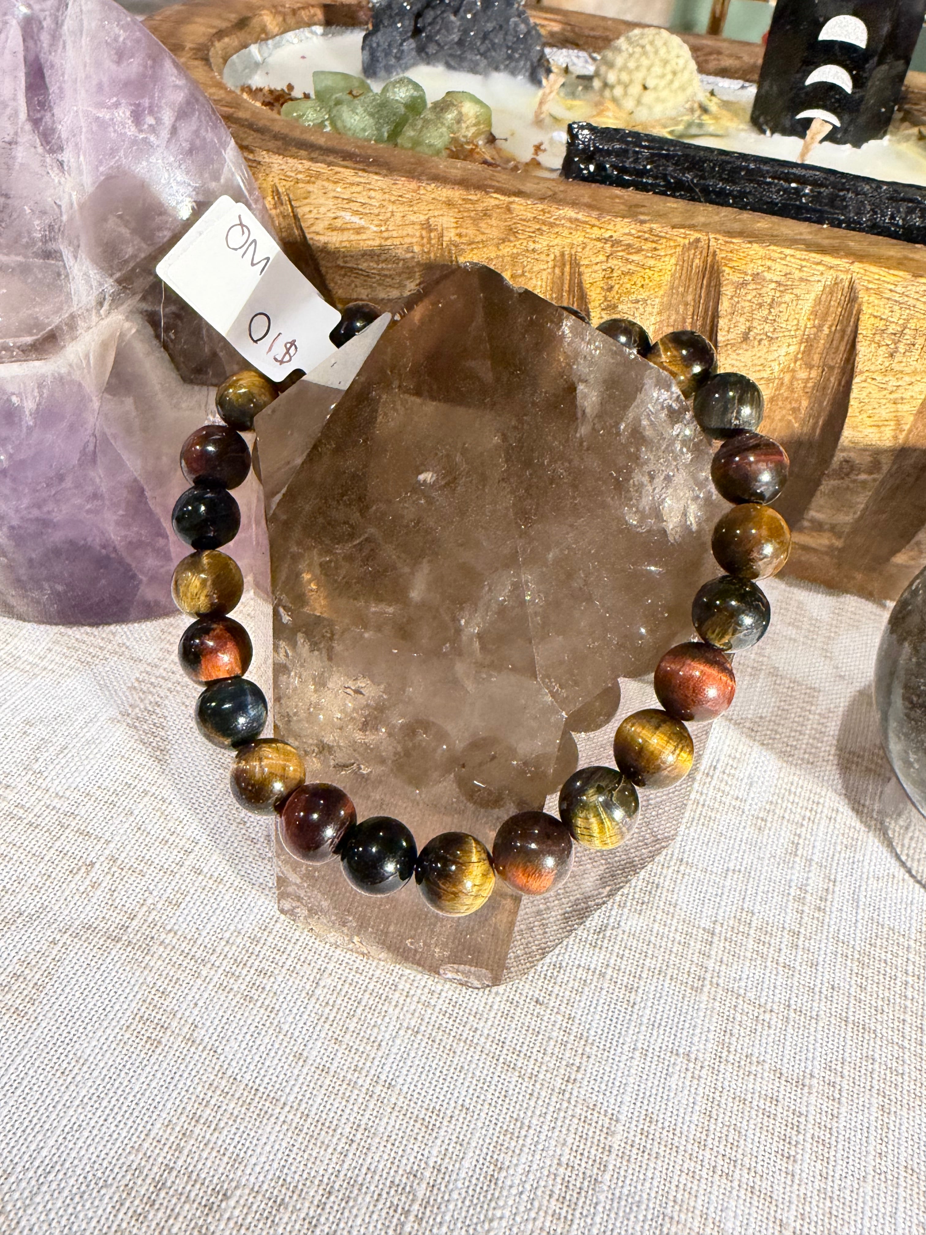 Multicolor tigers eye 7 inch stretchy bracelet