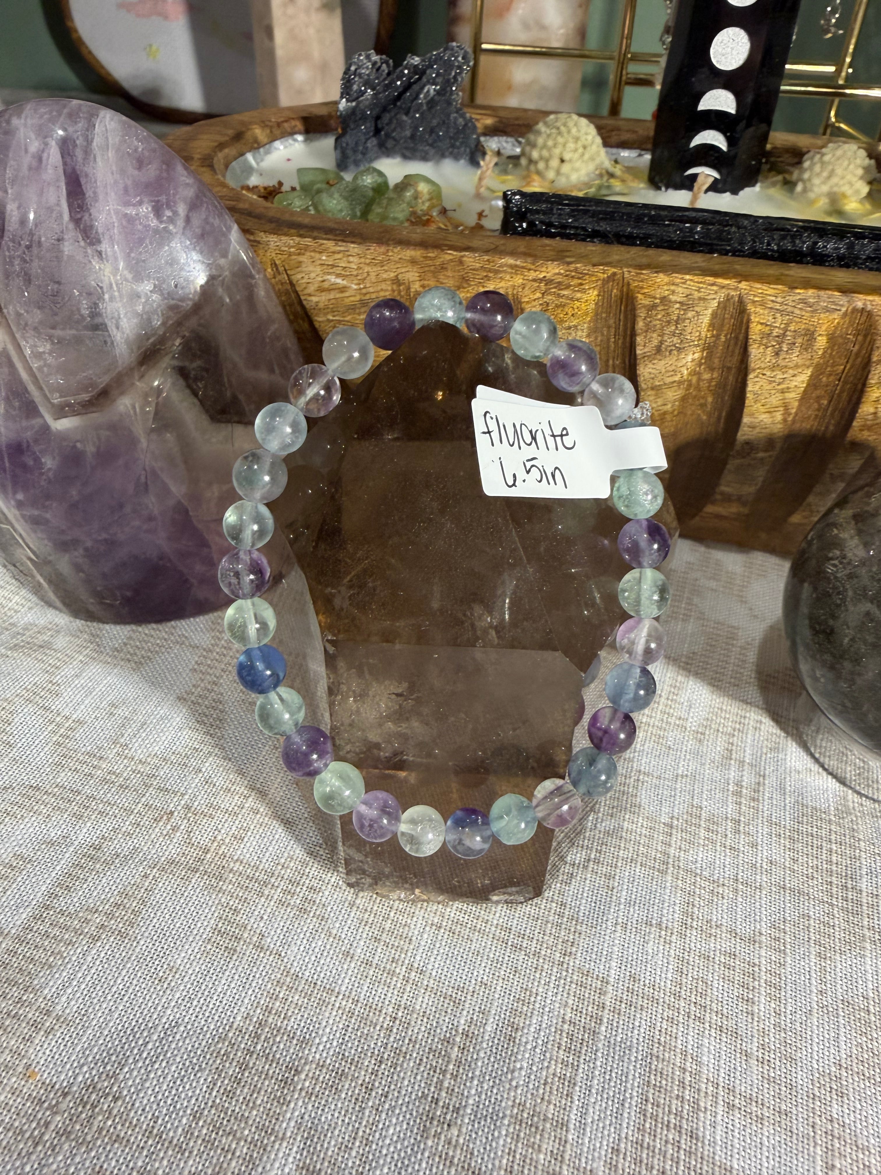 Fluorite 6.5 inch stretchy bracelet