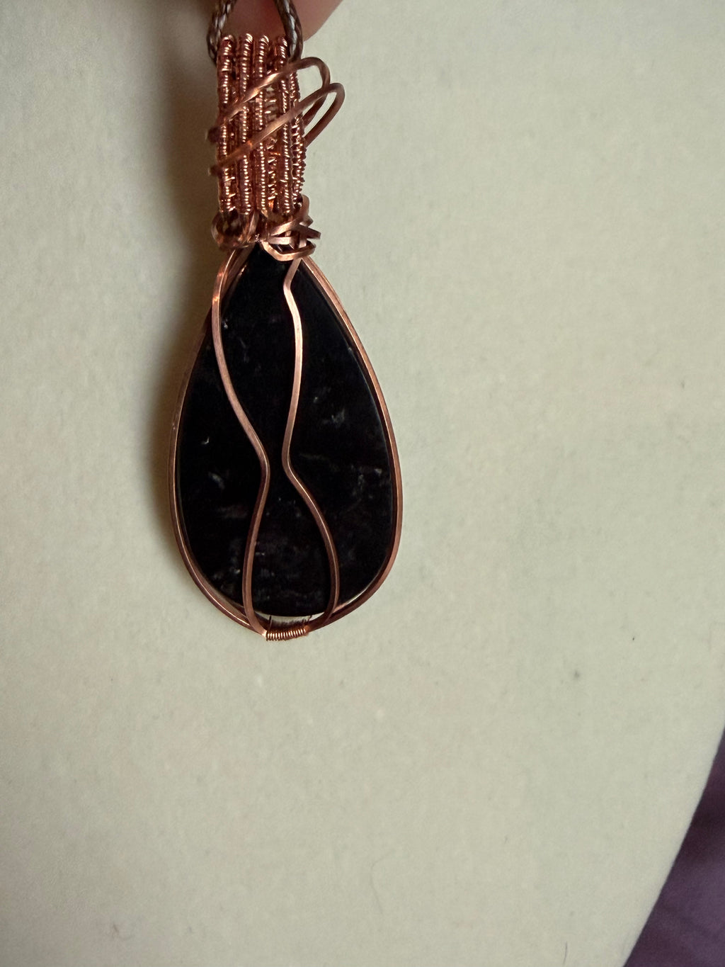 Palm Root & Herkimer Diamond copper wire-wrapped pendant