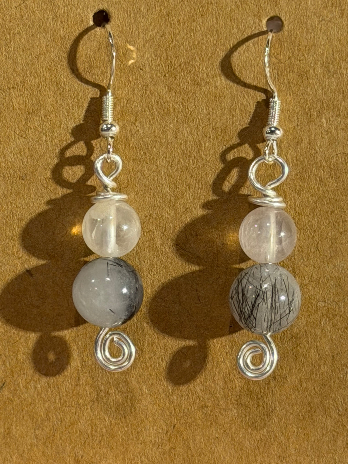 Quartz & Rutilated Quartz beaded earrings