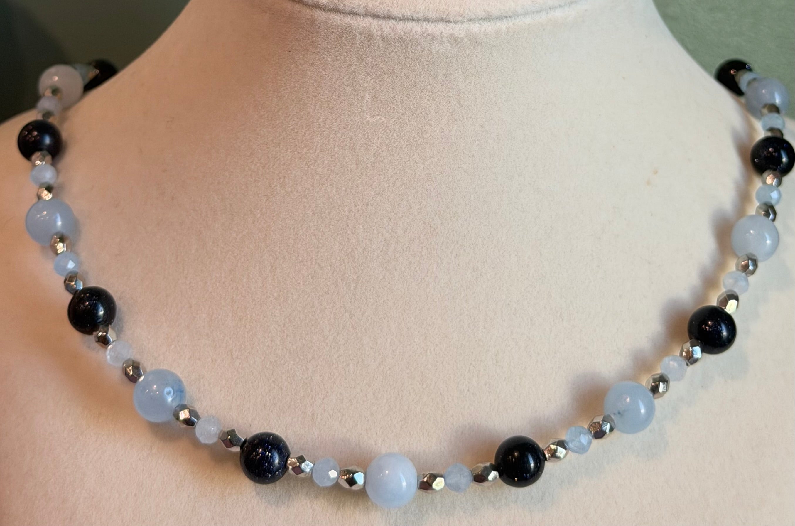 Blue Sandstone & Aquamarine beaded necklace