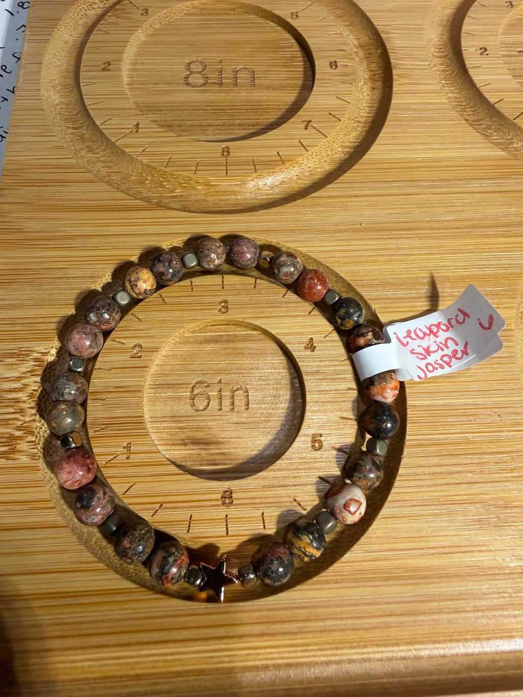 Leopard Skin Jasper 6 inch beaded stretchy bracelet