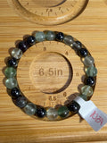 Fluorite & Hematite 6.5 inch beaded stretchy bracelet