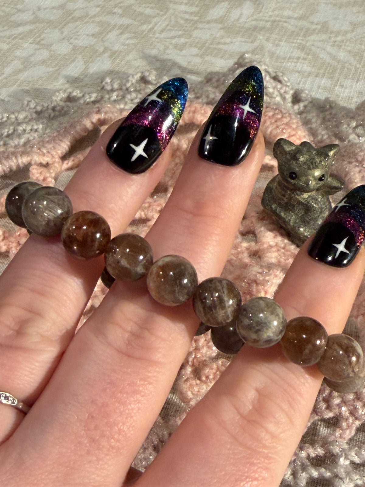 Chocolate Sunstone 6 inch stretchy bracelet (b)