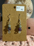 Fluorite beaded wire-wrapped dangle earrings