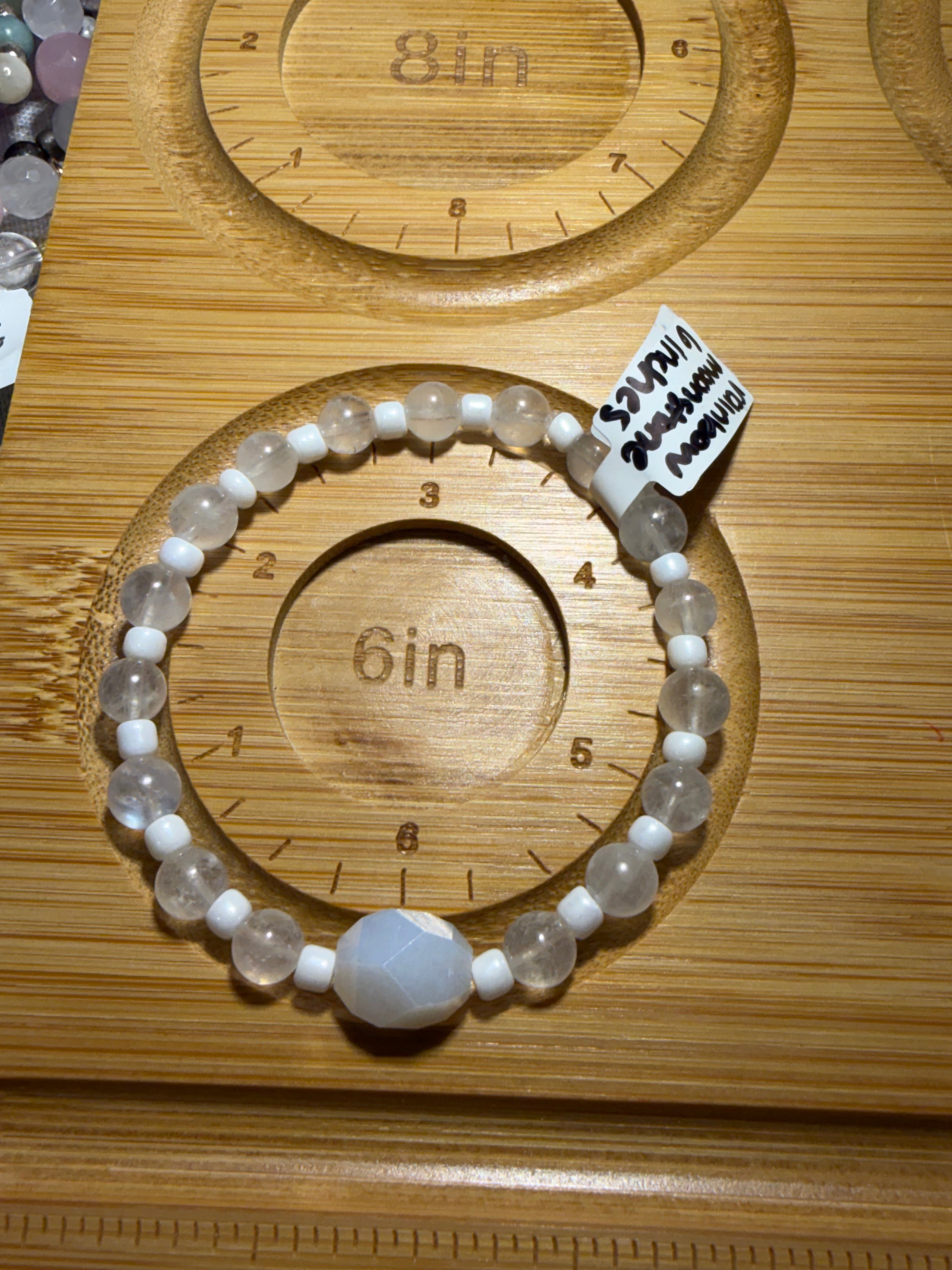 Rainbow Moonstone 6 inch stretchy bracelet