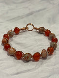Red Network Jasper & Red Agate 6.5 inch copper wire-wrapped bracelet