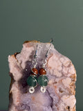 Green Aventurine & Sandstone silver-tone copper wire-wrapped earrings