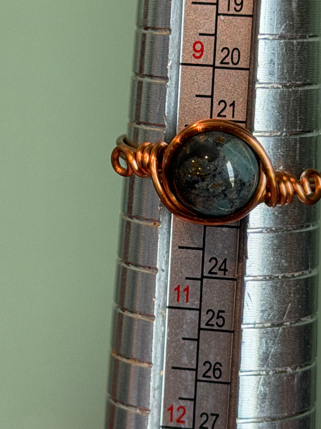 Indian Agate size 10 copper wire-wrapped ring