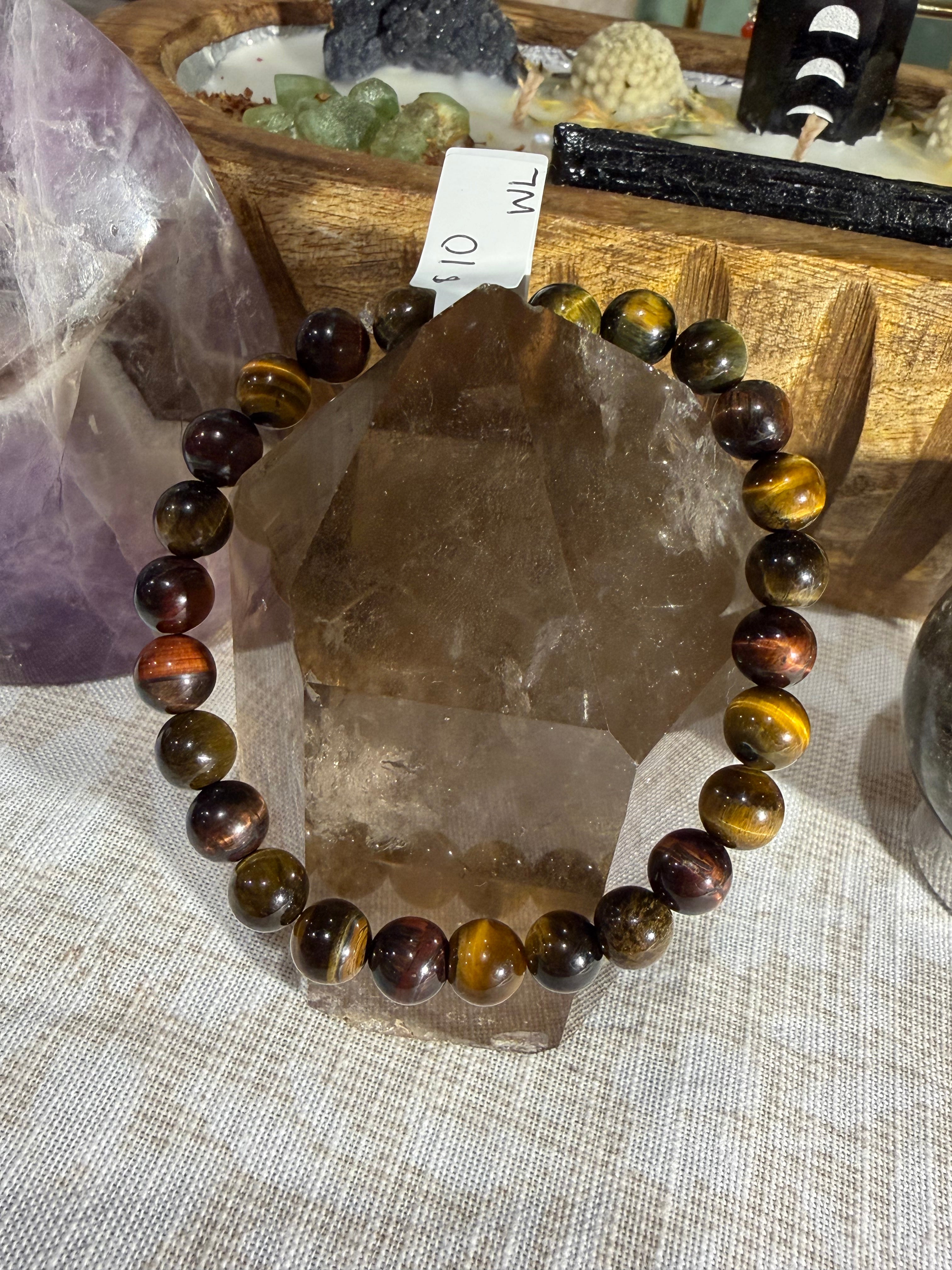 Multicolor tigers eye 7.5 inch stretchy bracelet