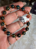 Moss Agate 6 inch copper wire-wrapped bracelet