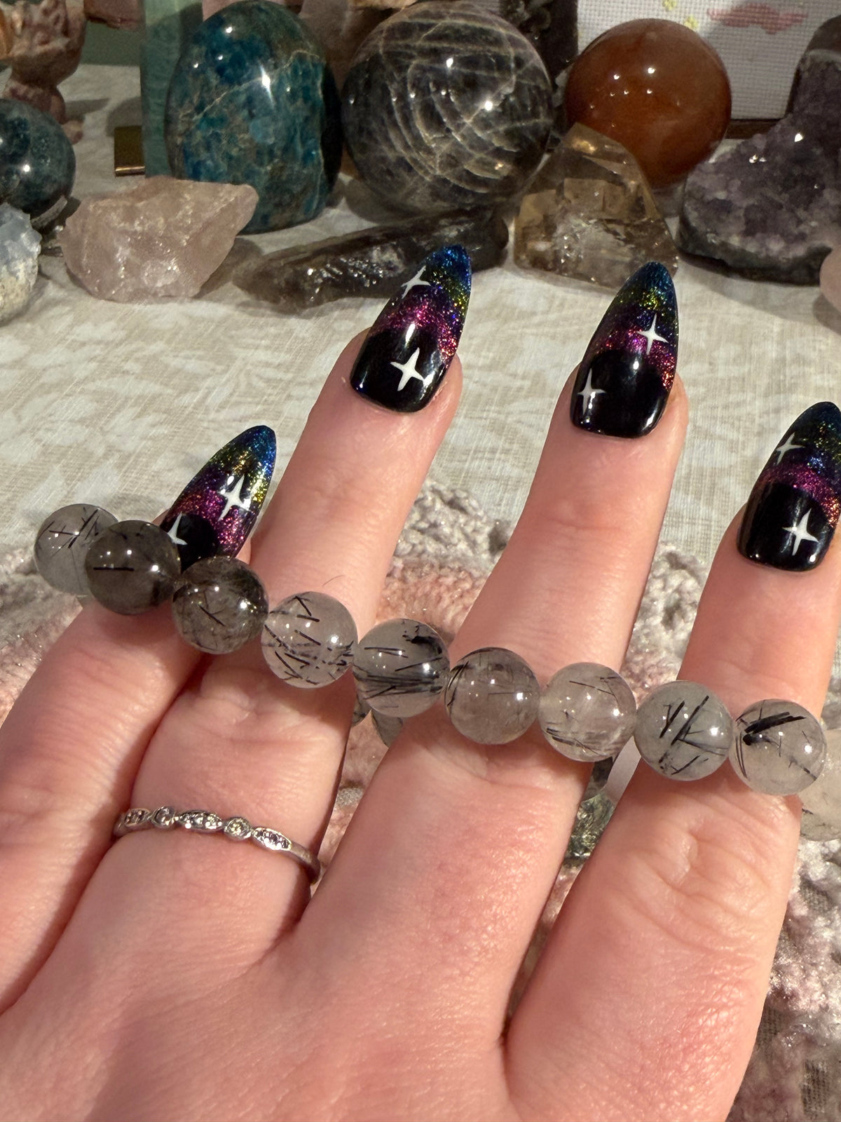 Rutilated Quartz 7-inch stretchy bracelet (b)