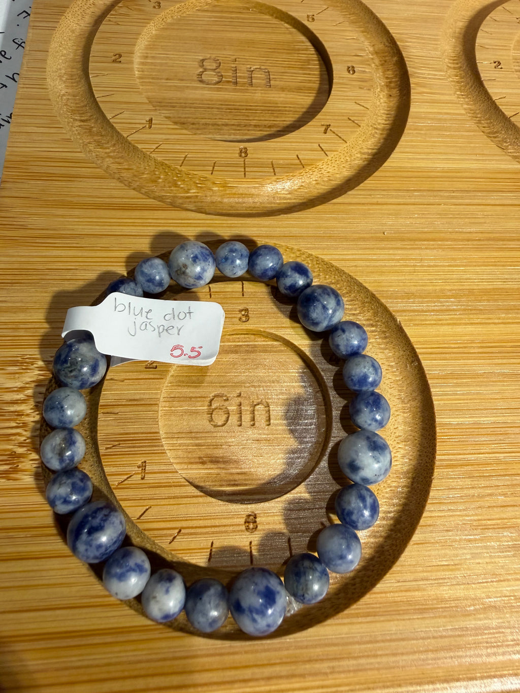 Blue Dot Jasper 5.5 inch stretchy beaded bracelet