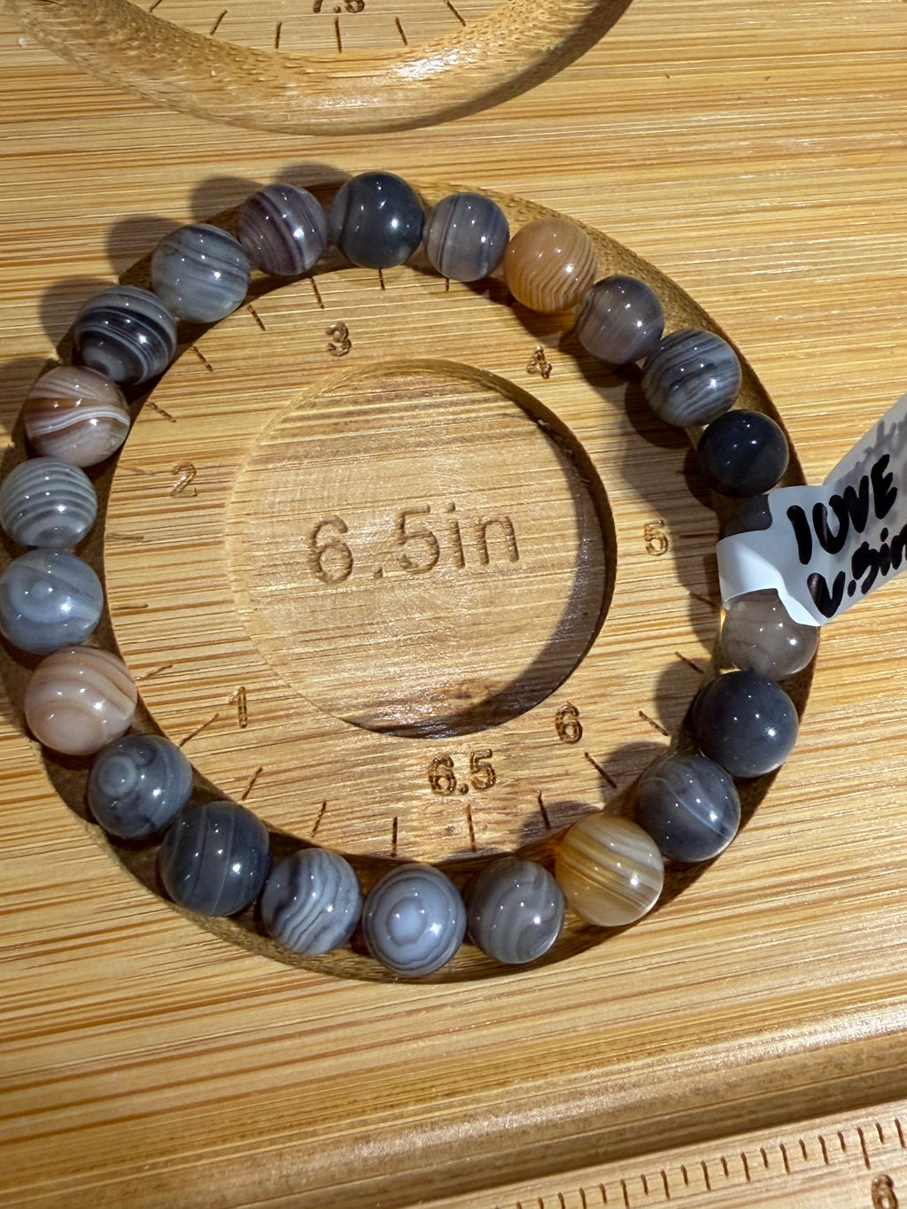 Botswana Agate 6.5 inch beaded stretchy bracelet