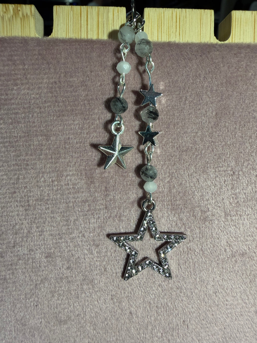 Black Rutilated Quartz star keychain