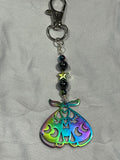 Multicolor moth silver-tone keychain/ purse charm with Hematite and star beads