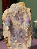 Lavender Amethyst & Aquamarine silver-tone copper wire-wrapped earrings