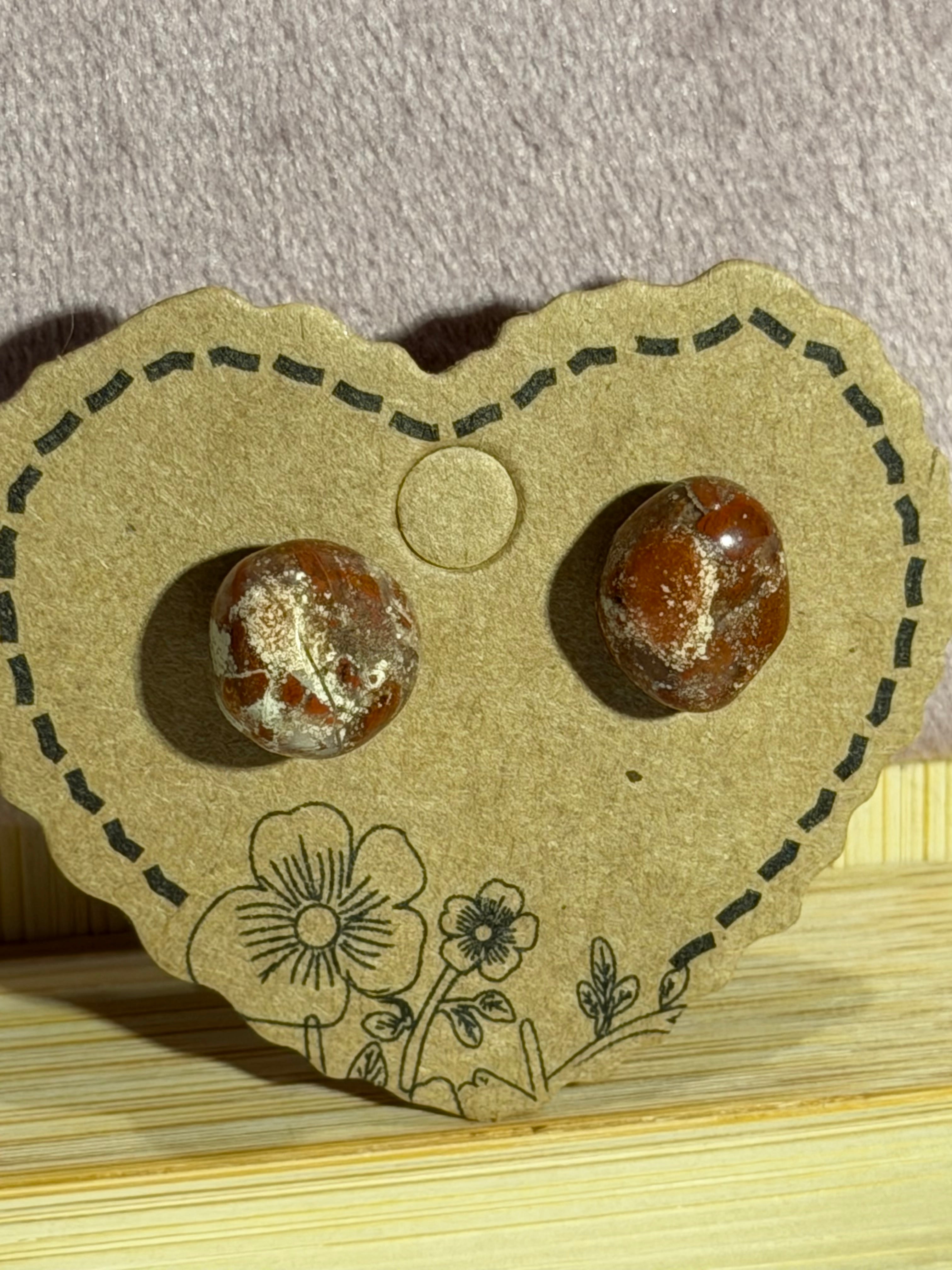 Red Jasper chip post earrings