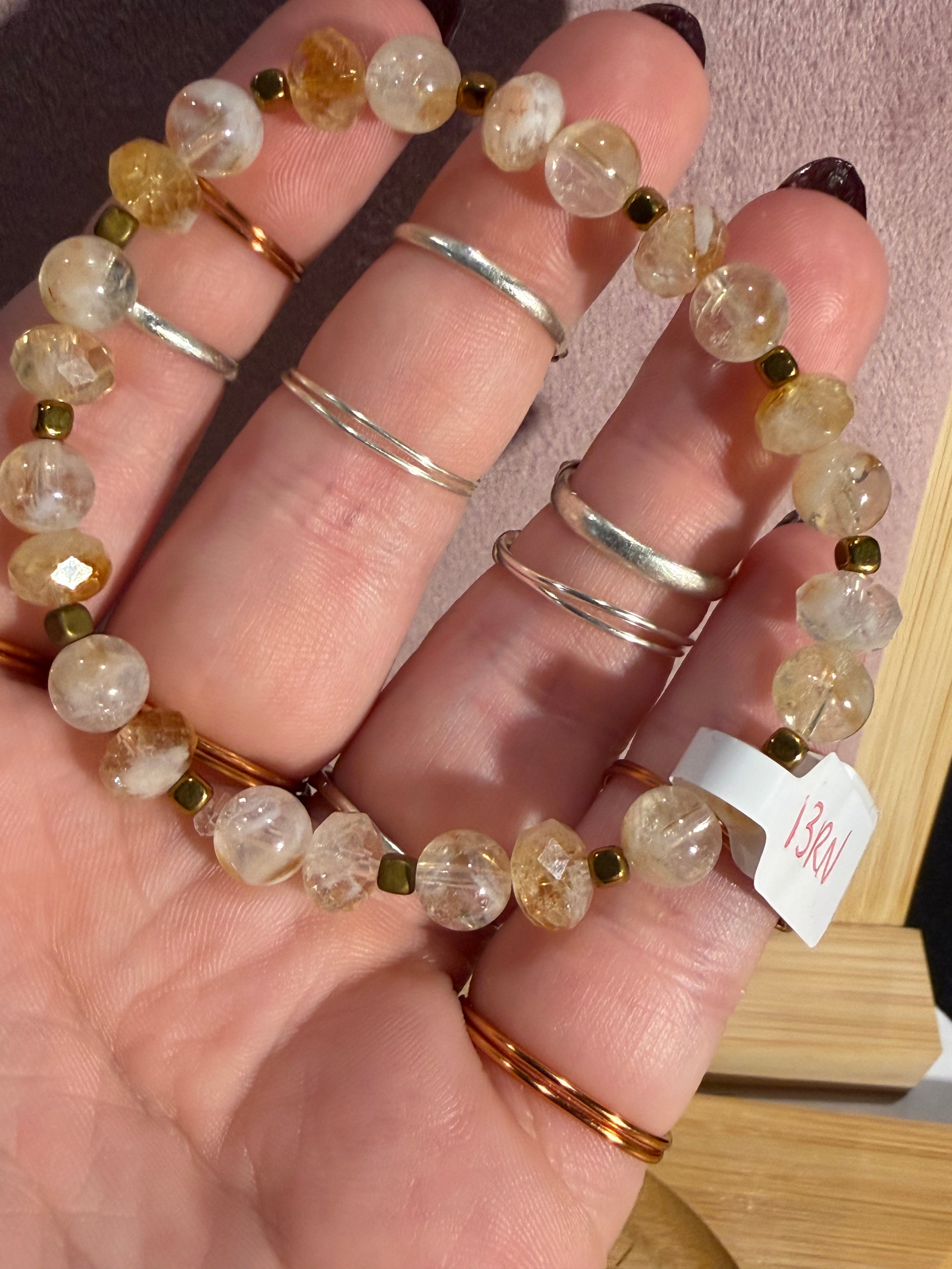 Citrine 6.5 inch beaded stretchy bracelet