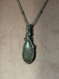 Black Fossilized Coral stainless-steel wire-wrapped pendant