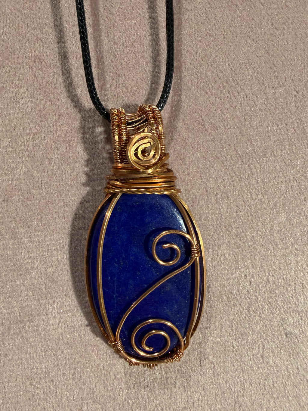 Lapis Lazuli copper wire-wrapped pendant