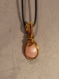 Rhodochrosite copper wire-wrapped pendant
