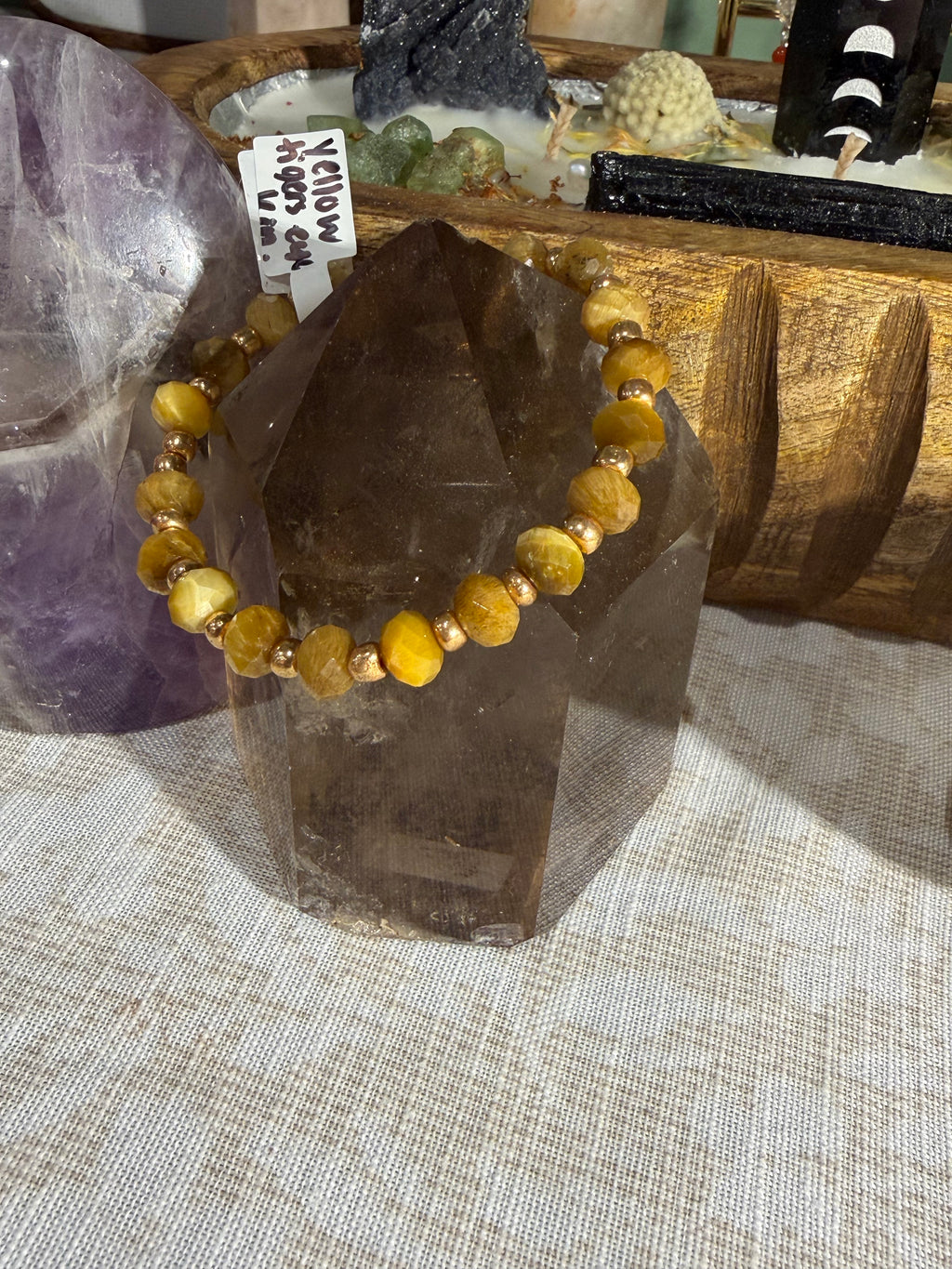 Yellow Tigers Eye 6 inch stretchy bracelet