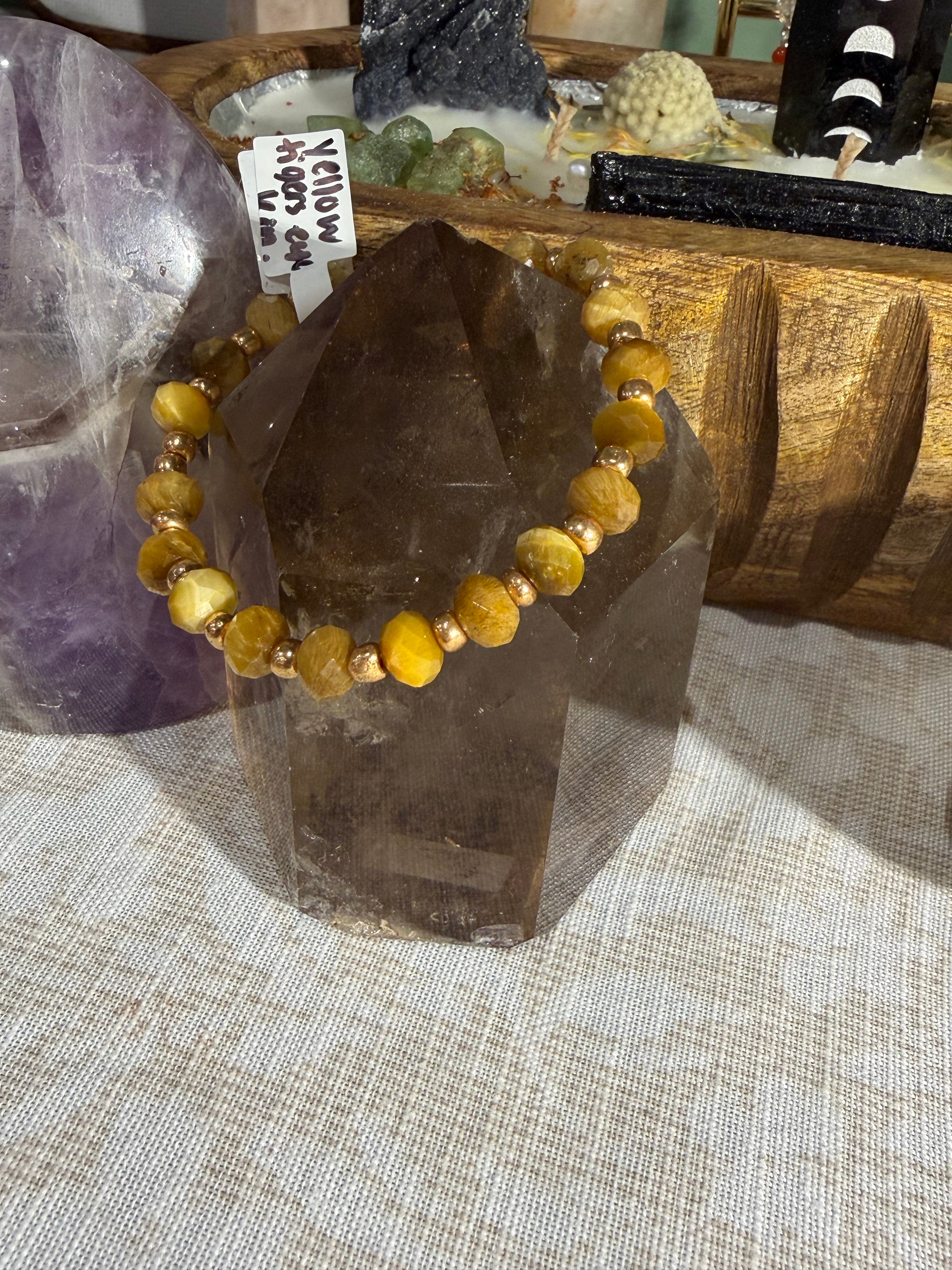 Yellow Tigers Eye 6 inch stretchy bracelet